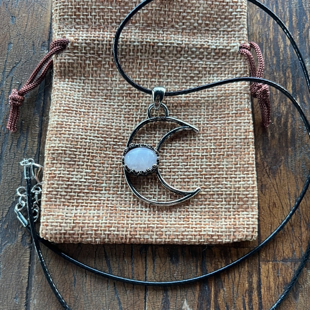 Rose Quartz Celestial Necklace Rose Quartz Necklace Crystal Moon Necklace